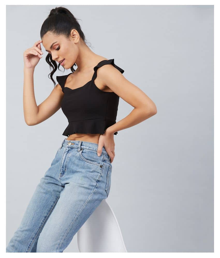 Chimpaaanzee Women's Polyester Crop Top ( Black )