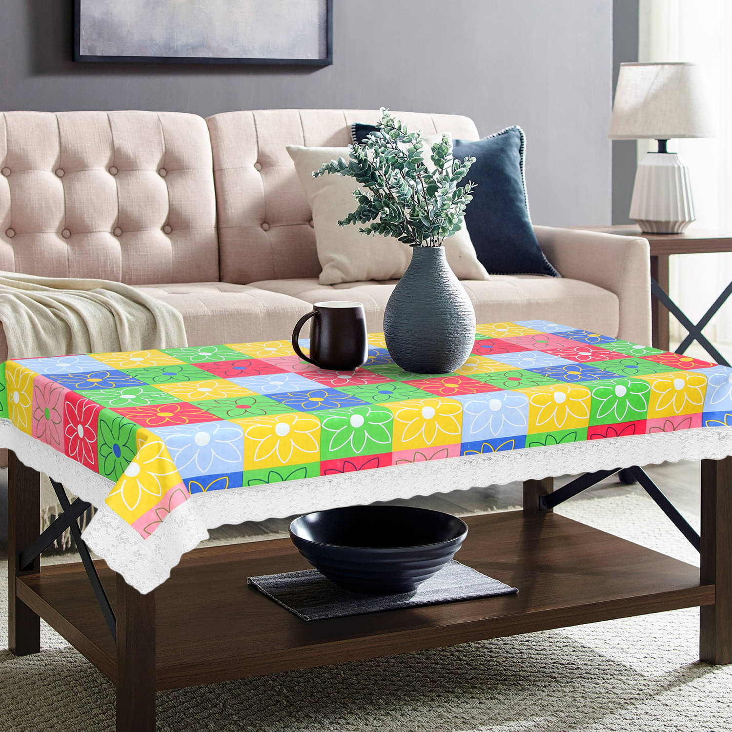     			Multicolor PVC Table Cover (Pack of 1)