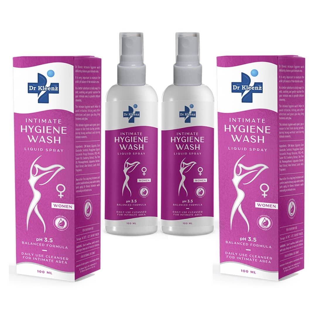 Dr Kleenz Hygiene Wash Intimate Cleansing Spray 200 mL Pack of 2