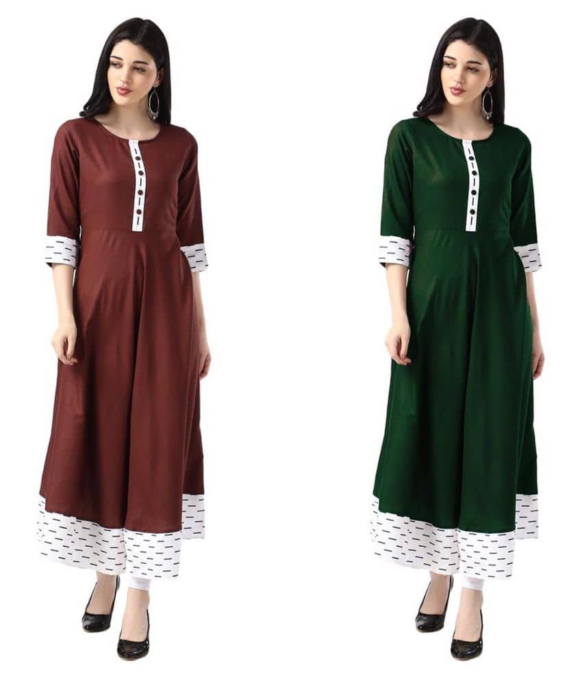 Estela - Multicolor Cotton Blend Women's Flared Kurti ( Pack of 2 ) - Kurtis, Tunics | Buy online on ZillyBuy