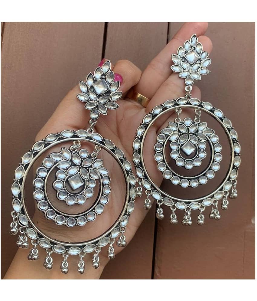 Koorie Fashion - Silver Chandbalis Earrings ( Pack of 1 ) - Earrings | Buy online on ZillyBuy