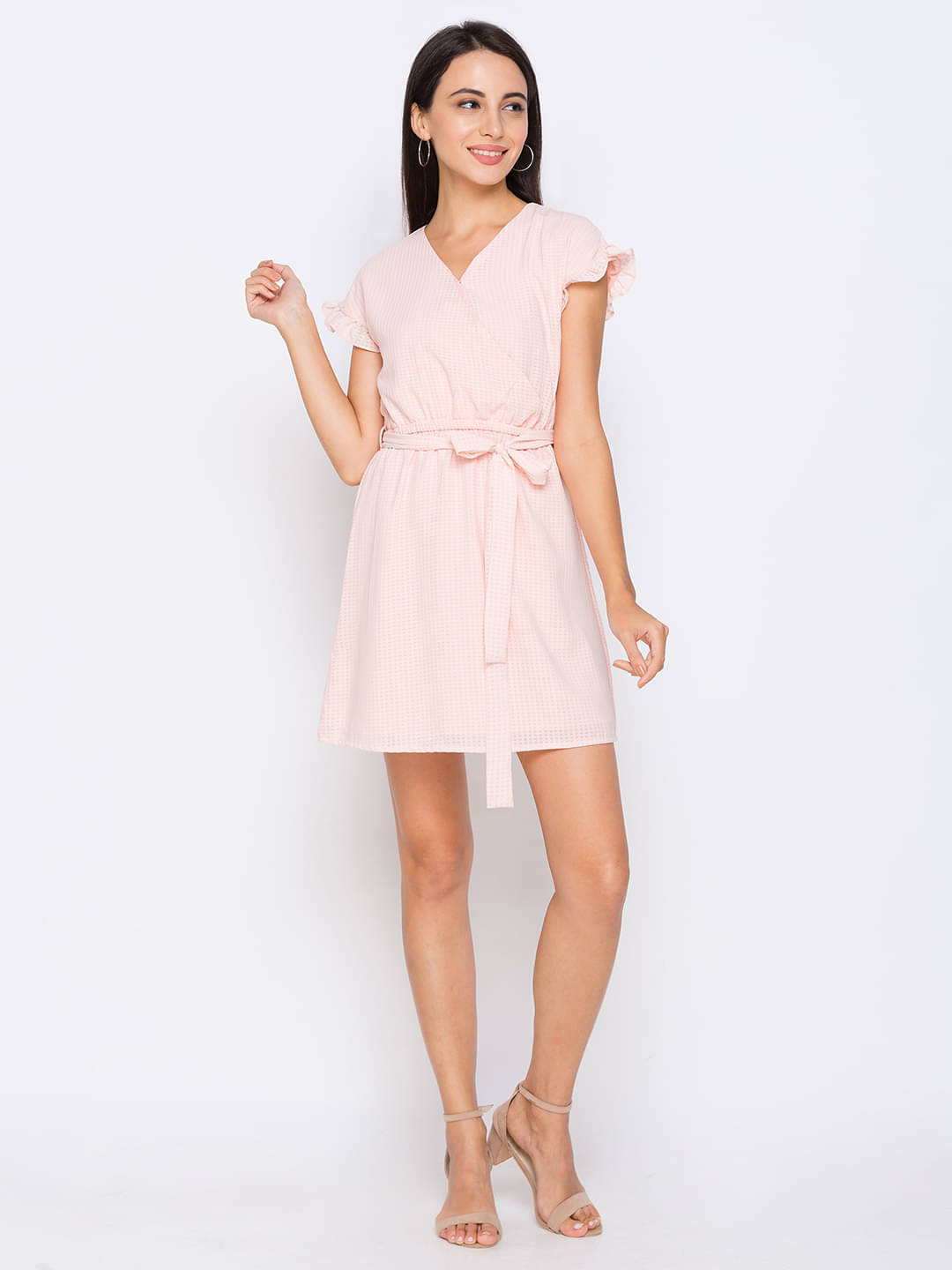     			Globus Polyester Peach A- line Dress