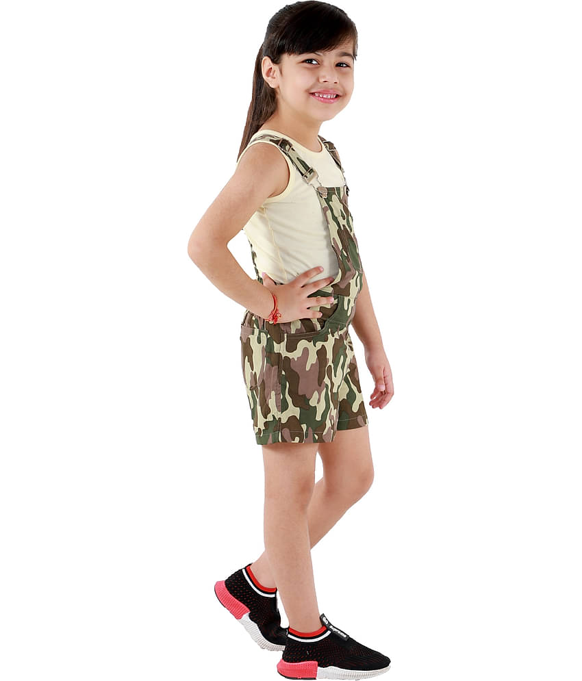 Kids Cave Girls Polyester Dungarees ( Pack of 1 , Green )