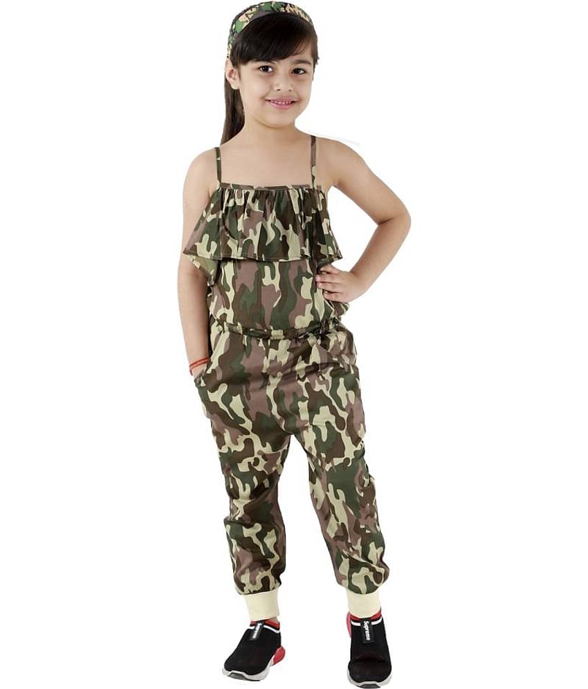 Kids Cave Girls Crepe Jumpsuit ( Pack of 1 , Green )