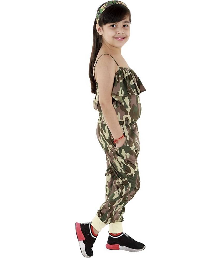 Kids Cave Girls Crepe Jumpsuit ( Pack of 1 , Green )