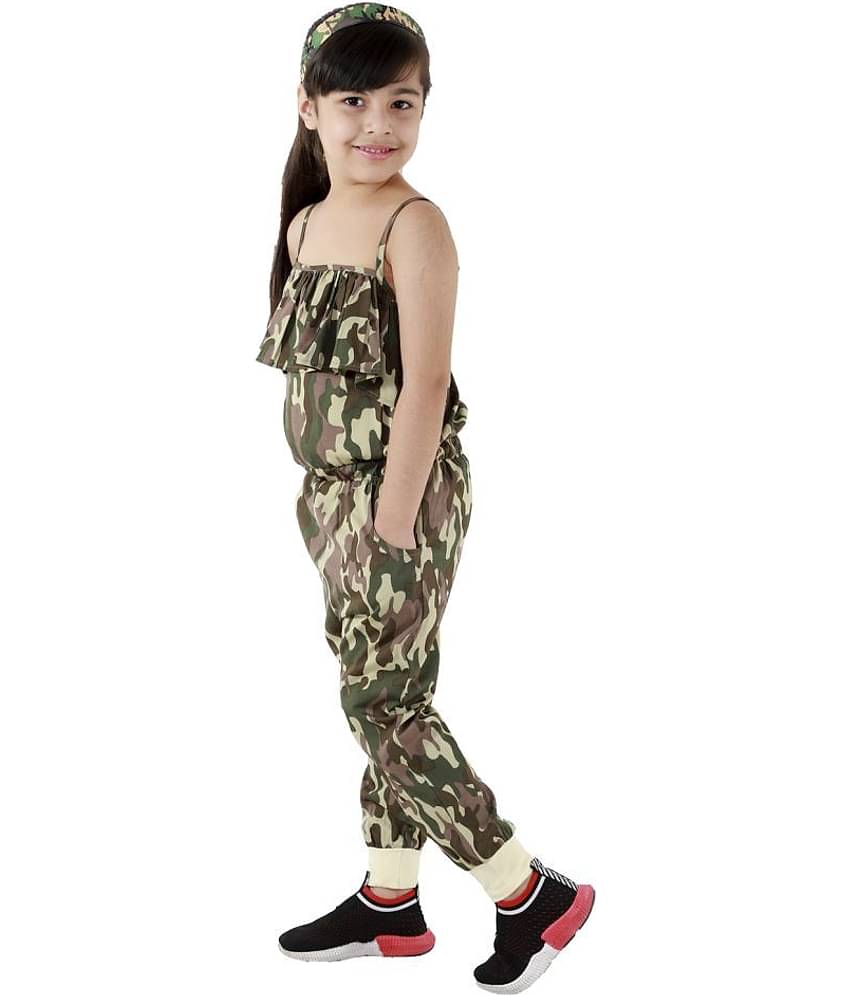 Kids Cave Girls Crepe Jumpsuit ( Pack of 1 , Green )