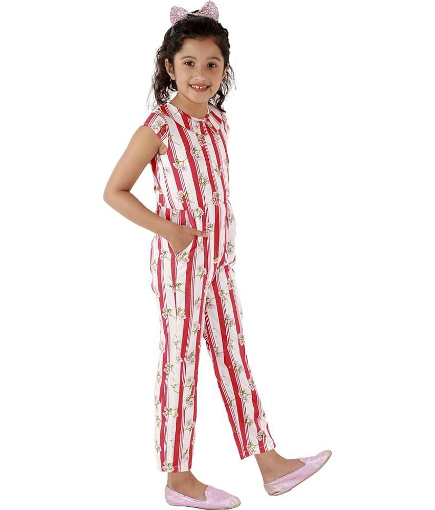 Kids Cave Girls Rayon Jumpsuit ( Pack of 1 , White )