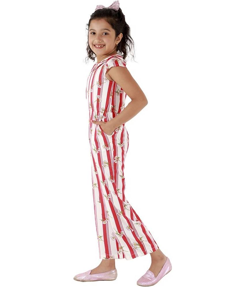 Kids Cave Girls Rayon Jumpsuit ( Pack of 1 , White )
