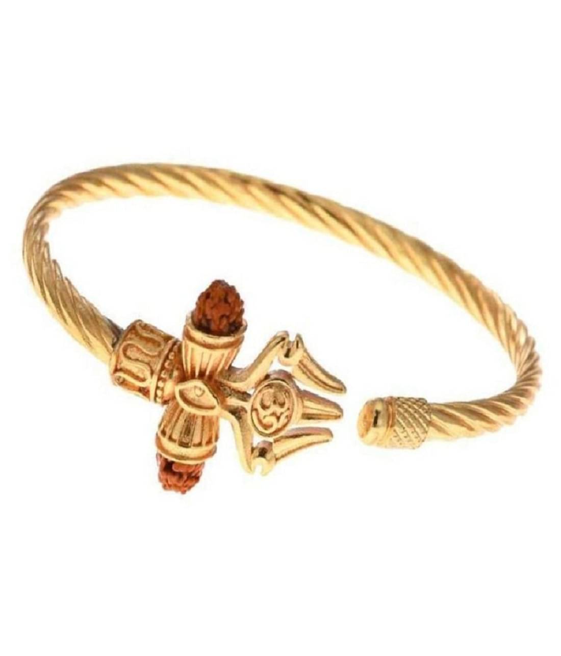     			PAYSTORE Rudraksha Trishul Damroo Designer Oxidized Silver Bahubali Kada Kadas Bracelet for Men & Women Boys (Gold)
