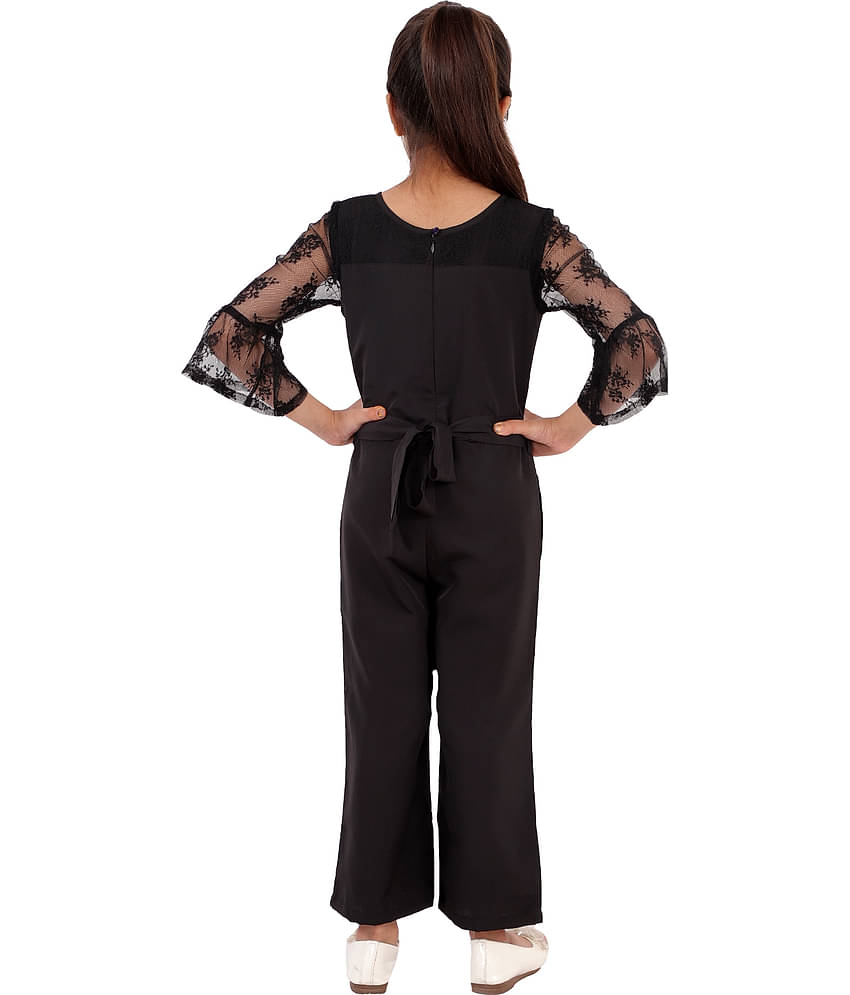 Kids Cave Girls Crepe Jumpsuit ( Pack of 1 , Black )