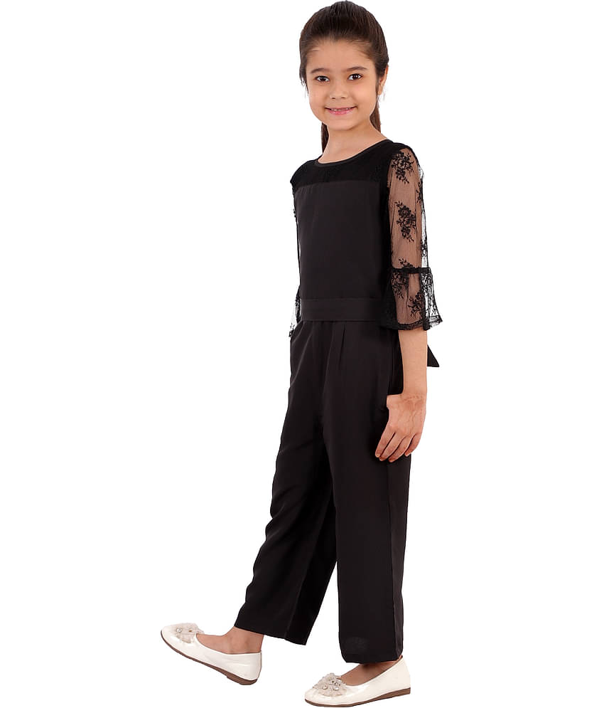 Kids Cave Girls Crepe Jumpsuit ( Pack of 1 , Black )