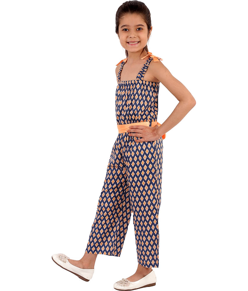 Kids Cave Girls Rayon Jumpsuit ( Pack of 1 , Blue )