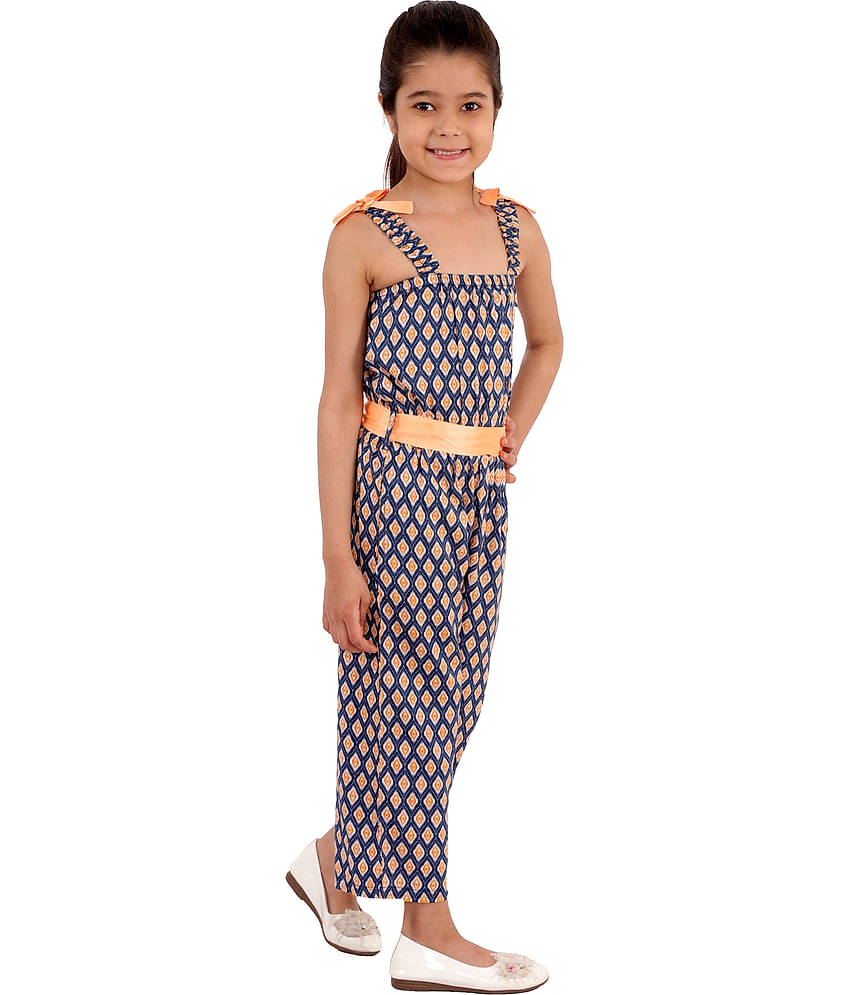 Kids Cave Girls Rayon Jumpsuit ( Pack of 1 , Blue )