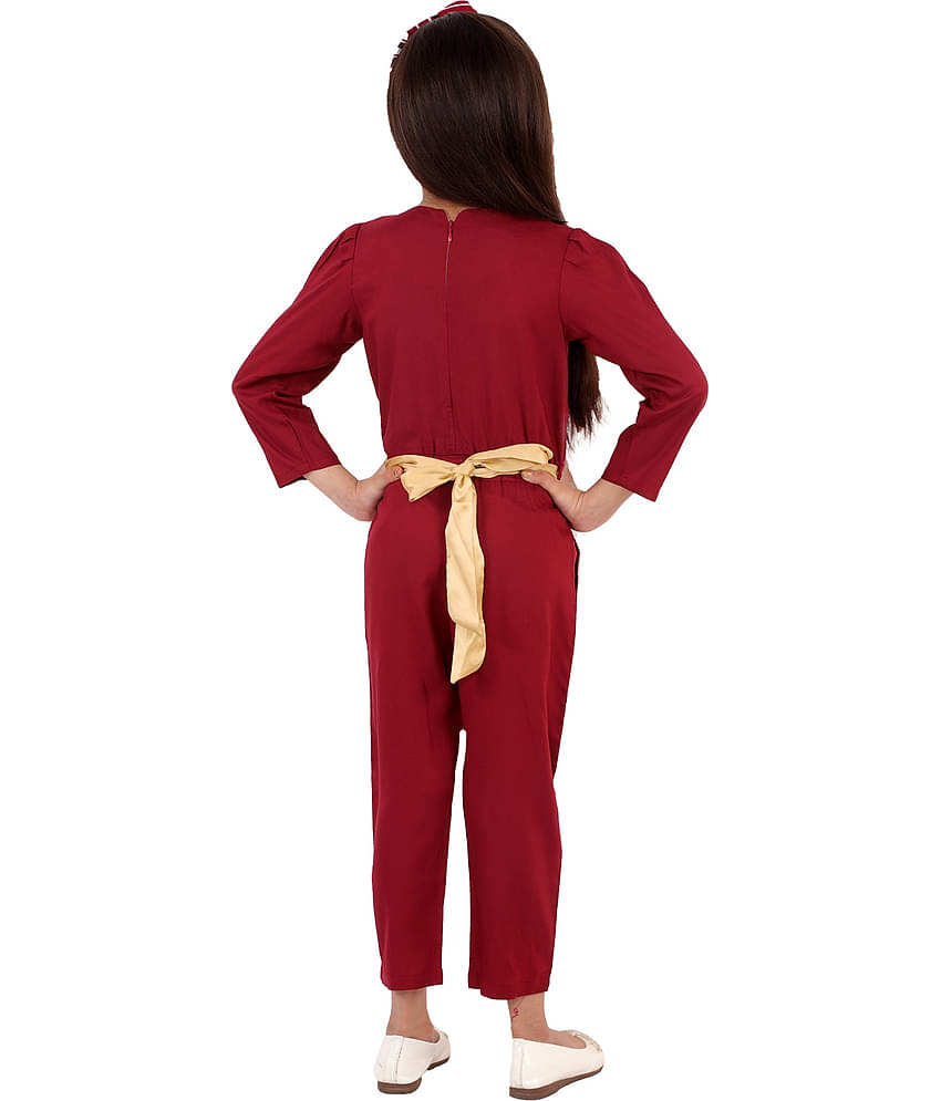 Kids Cave Girls Rayon Jumpsuit ( Pack of 1 , Maroon )