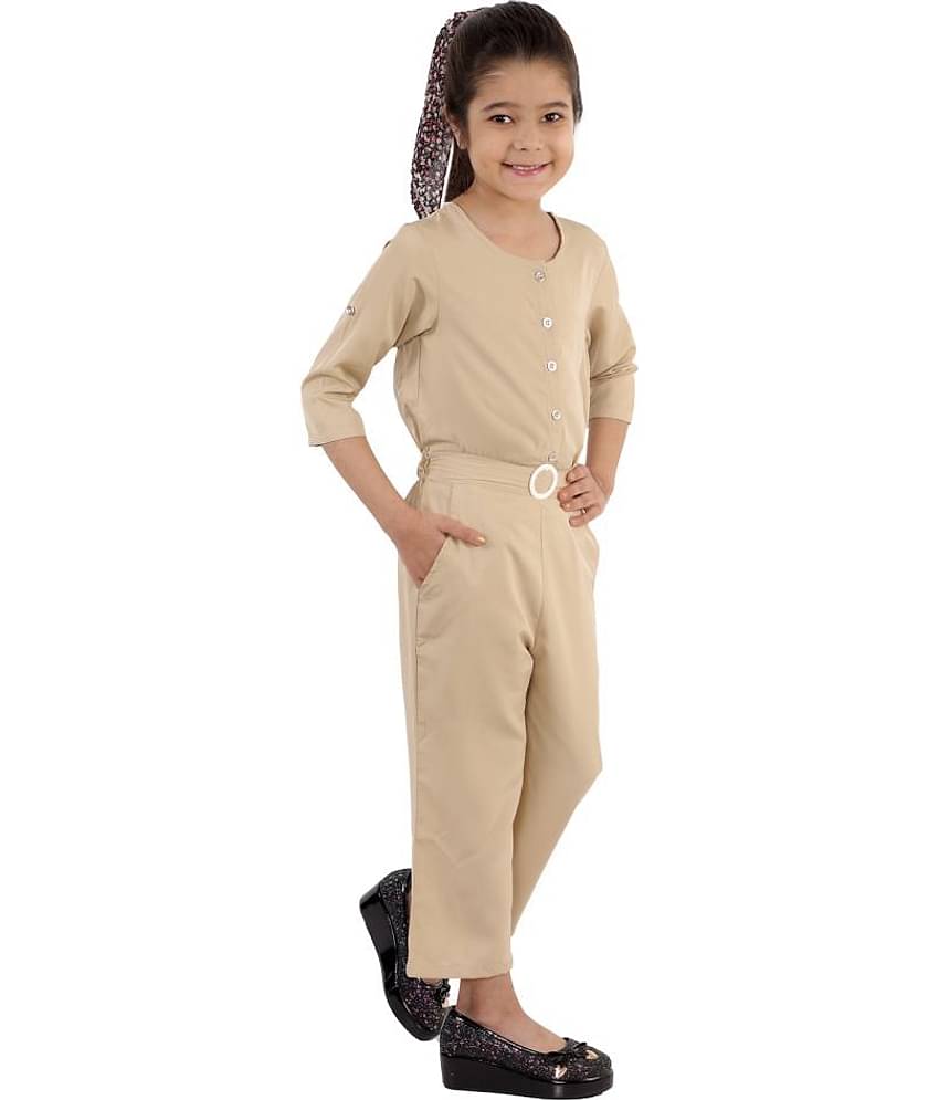 Kids Cave Girls Crepe Jumpsuit ( Pack of 1 , Beige )