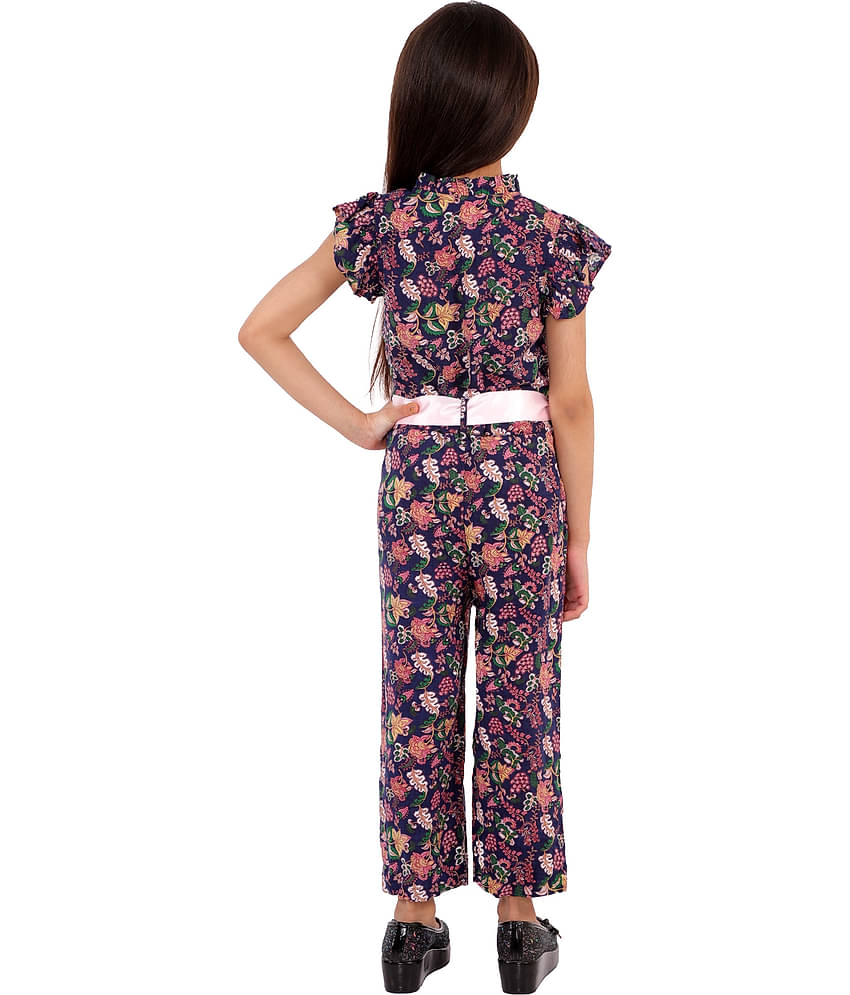 Kids Cave Girls Rayon Jumpsuit ( Pack of 1 , Navy Blue )