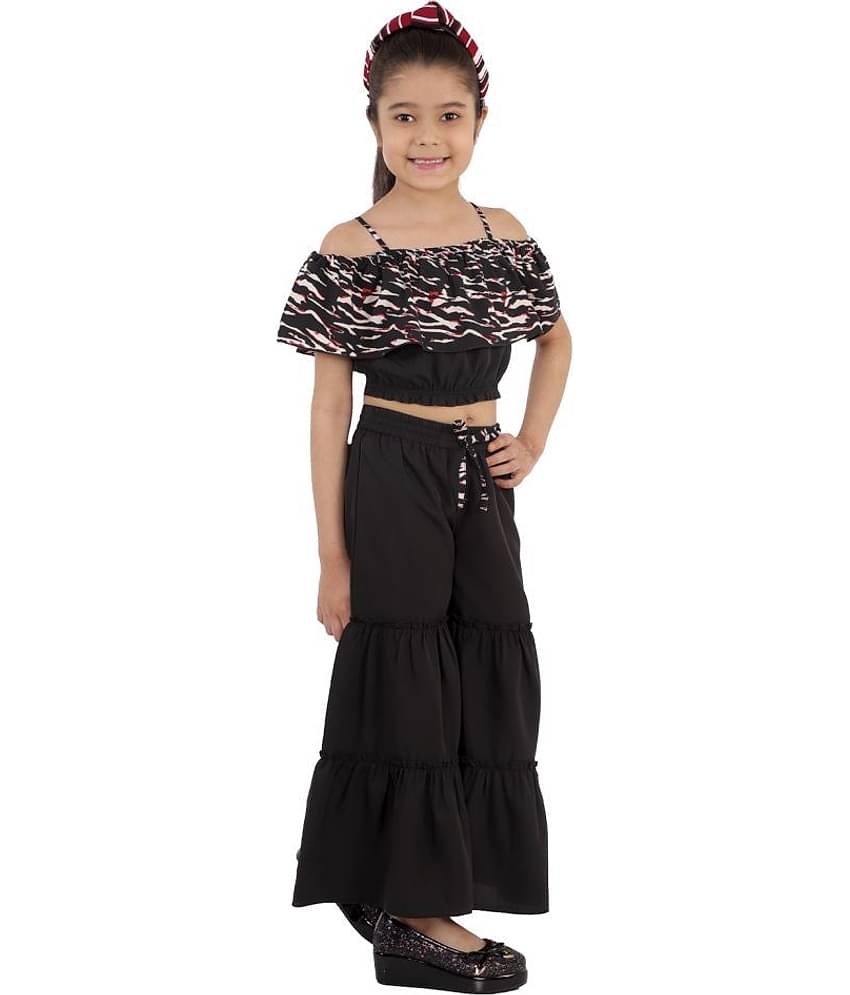 Kids Cave Girls Crepe Jumpsuit ( Pack of 1 , Black )