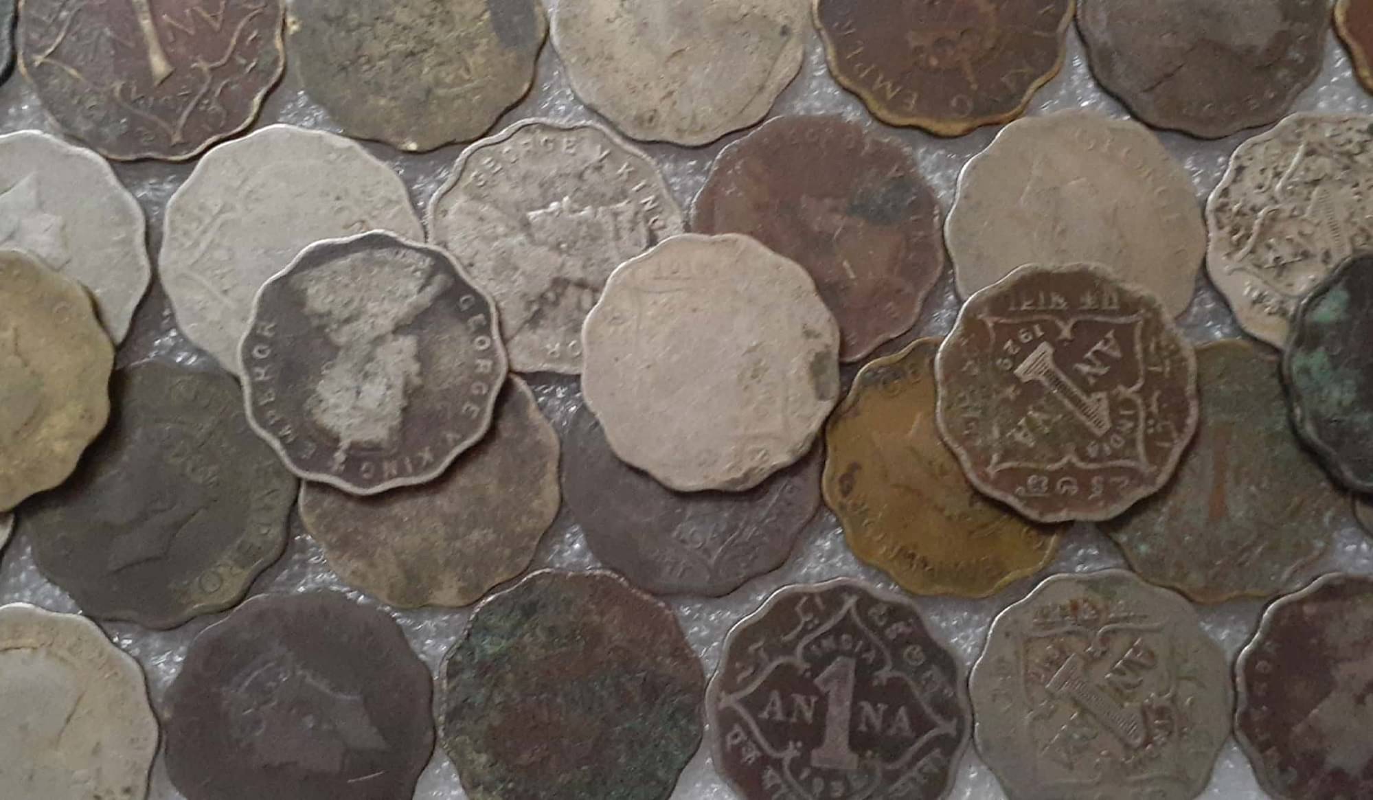     			British India George V & George VI One Anna 30 Mixed Coins Lot, See Description for Details