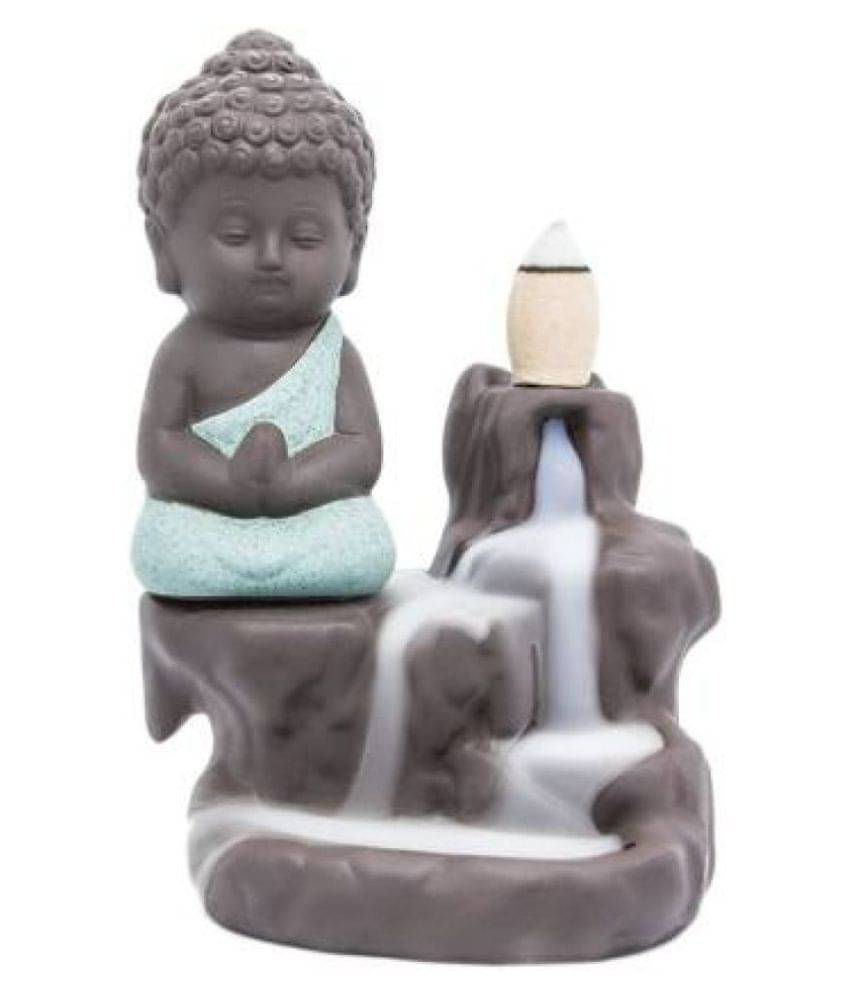 FSN MONK BUDDHA BACKFLOW Resin Buddha Idol 10 x 6 cms Pack of 1 FSN MONK BUDDHA BACKFLOW Resin Buddha Idol 10 x 6 cms Pack of 1