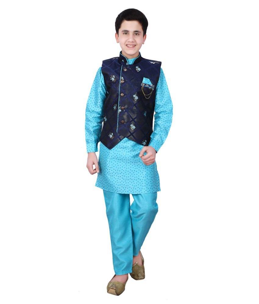     			Fourfolds Pack of 1 Boys Cotton Blend ( Blue )