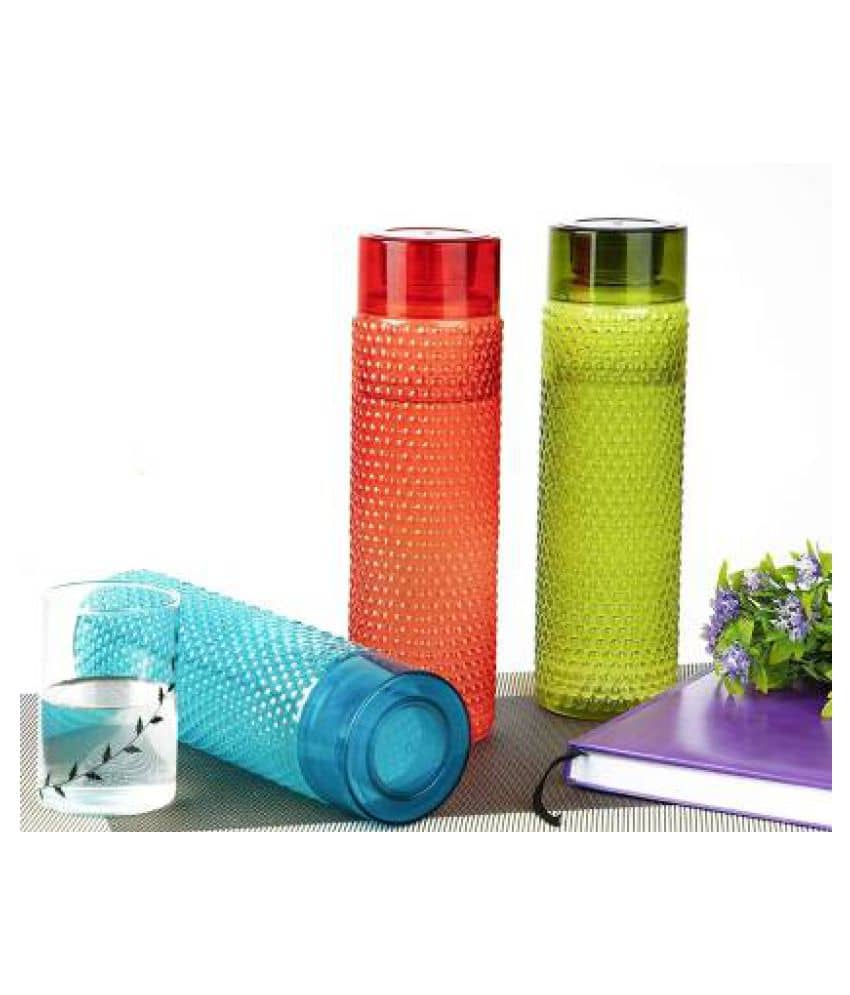 Analog Kitchenware Fridge School/Office Multicolour Plastic Water Bottle 1000 mL ( Set of 3 )