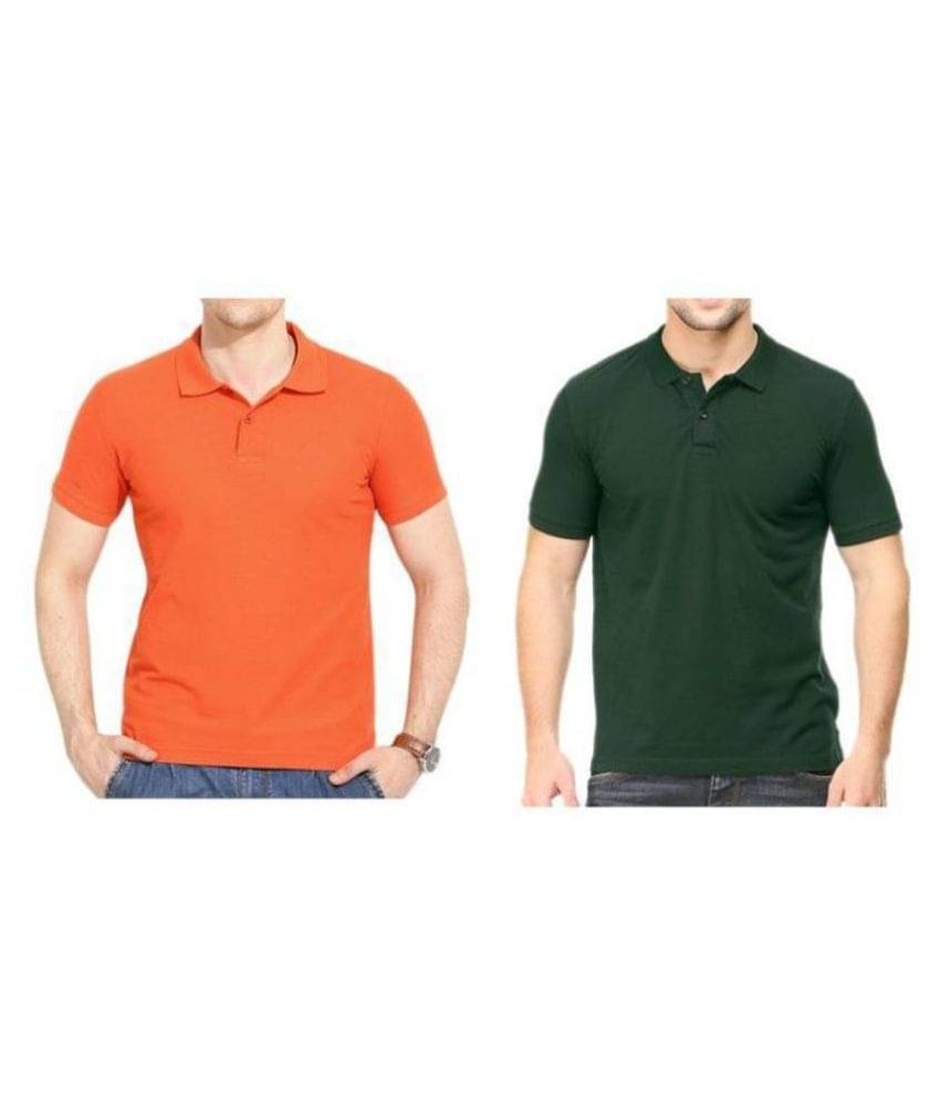 FASHION365 Pack of 2 Cotton Blend Slim Fit Solid Half Sleeves Men's Polo T Shirt ( Multicolor ) FASHION365 Pack of 2 Cotton Blend Slim Fit Solid Half Sleeves Men's Polo T Shirt ( Multicolor )