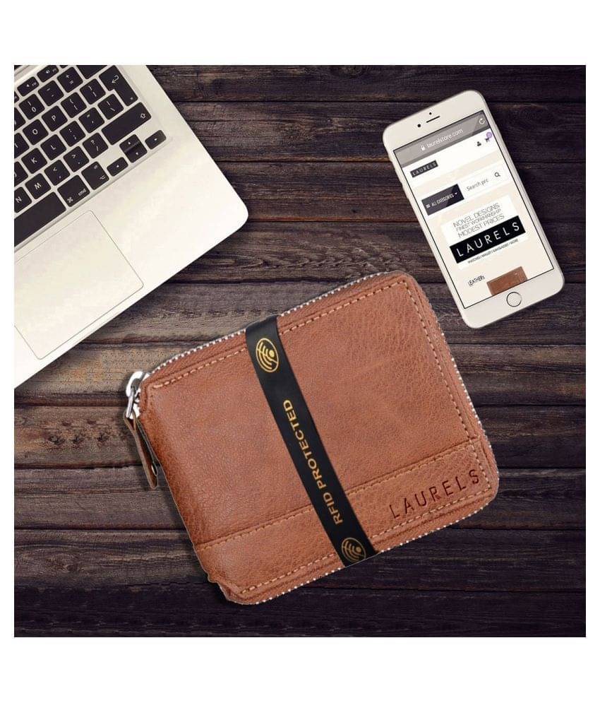     			Laurels PU Brown Casual Regular Wallet