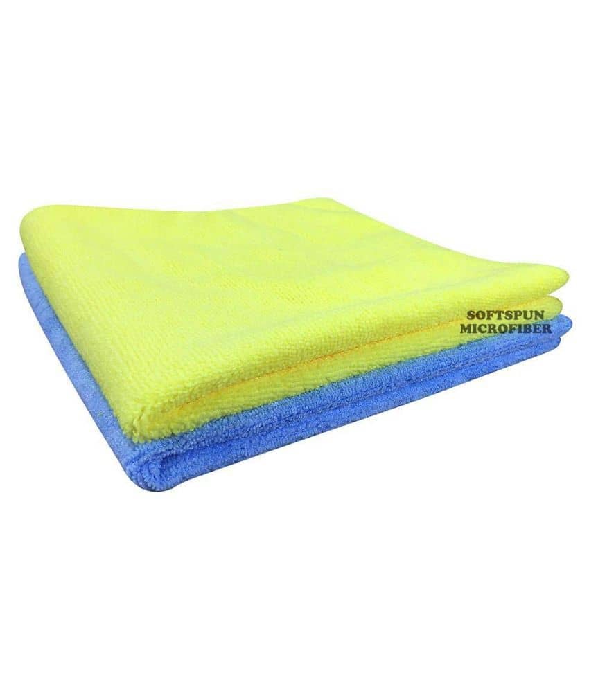 SOFTSPUN Microfiber Cloth - 2 pcs - 40x40 cms - 340 GSM Multi Color - Thick Lint & Streak-Free Multipurpose Cloths - Automotive Microfibre Towels for Car Bike Cleaning Polishing Washing & Detailing