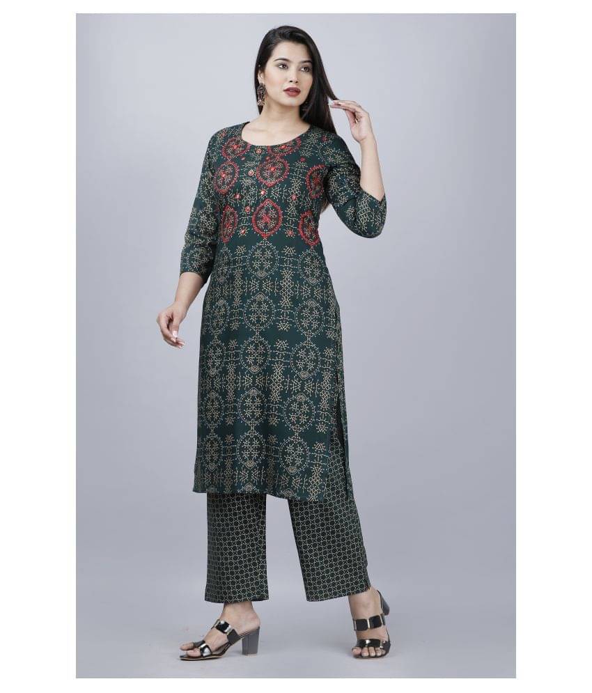 Lee Moda Rayon Kurti With Pants - Stitched Suit Lee Moda Rayon Kurti With Pants - Stitched Suit