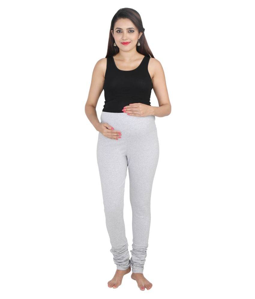     			Lulamom Grey Cotton Maternity Leggings/Tights