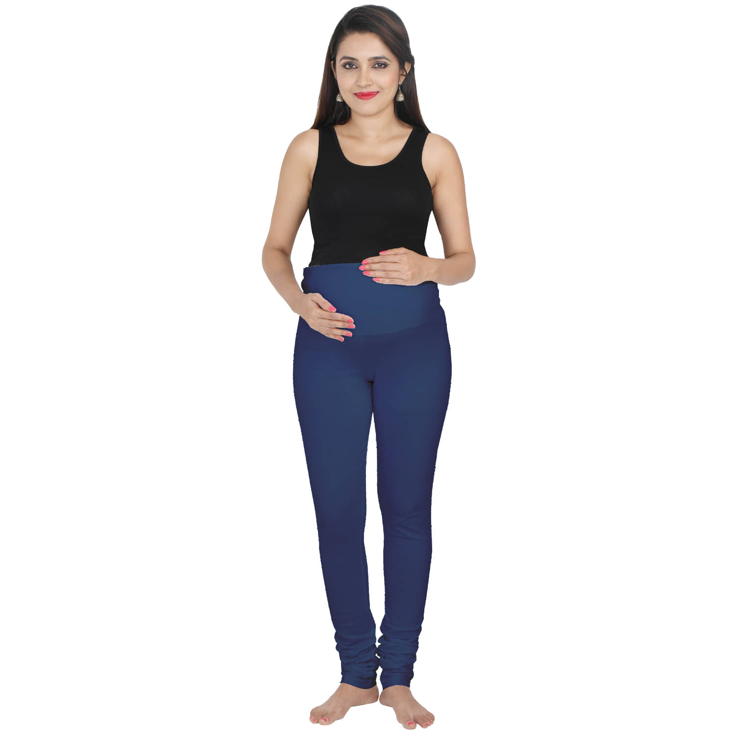 Lulamom Navy Cotton Maternity Leggings/Tights