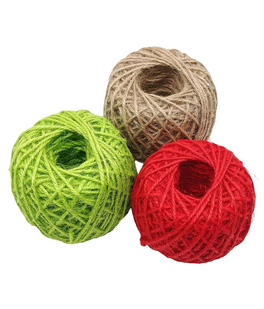     			PRANSUNITA Other 3 Ply Colorful Jute Burlap Twine, 50 MTS Each, 2mm Jute ( Pack of 3 )