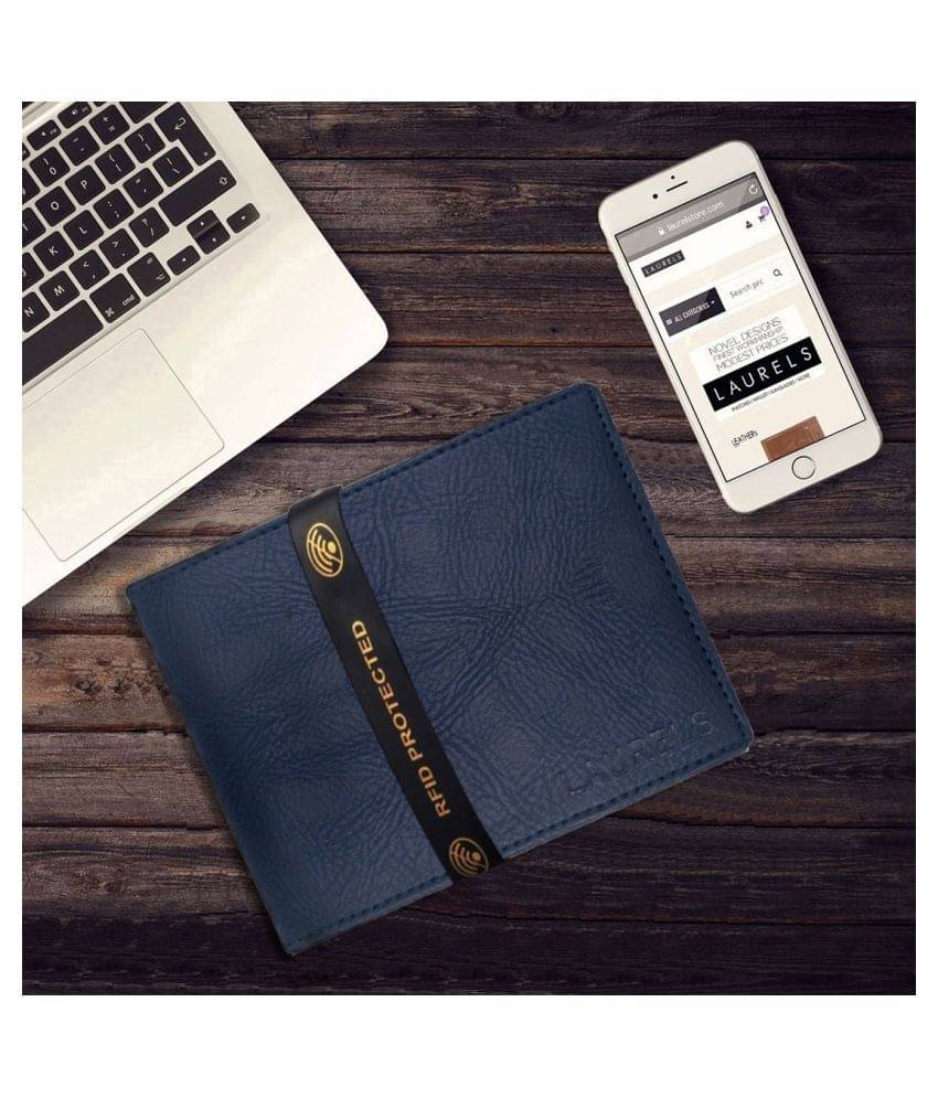     			Laurels PU Blue Casual Regular Wallet