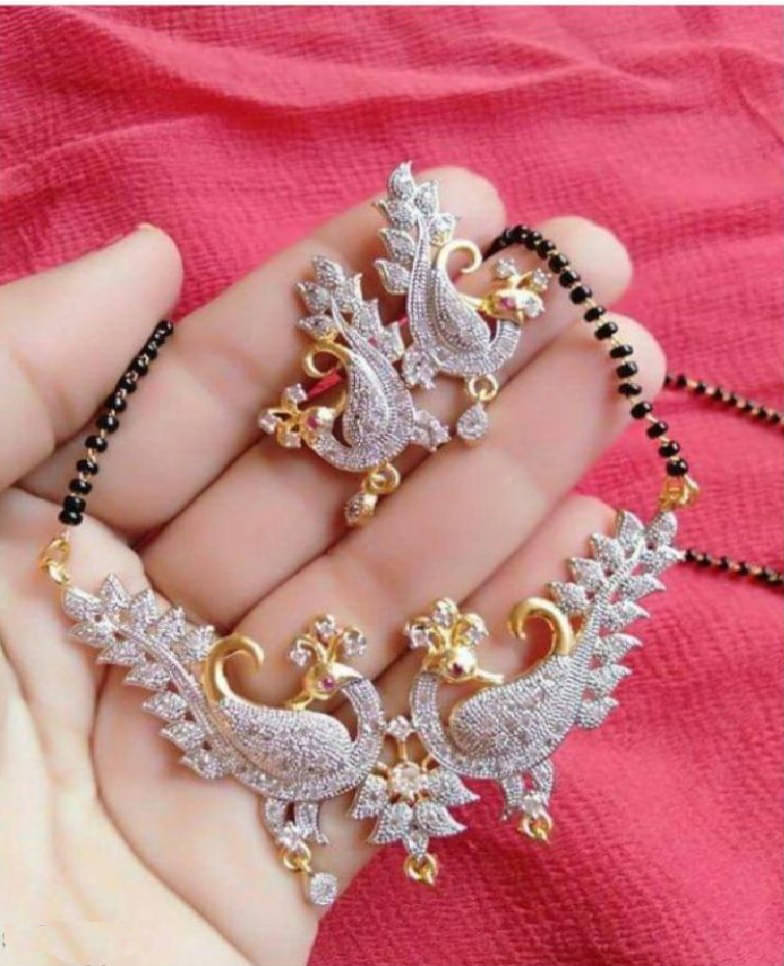 Navya Collection American Diamond Peacock Style Mangalsutra Set     			Navya Collection American Diamond Peacock Style Mangalsutra Set