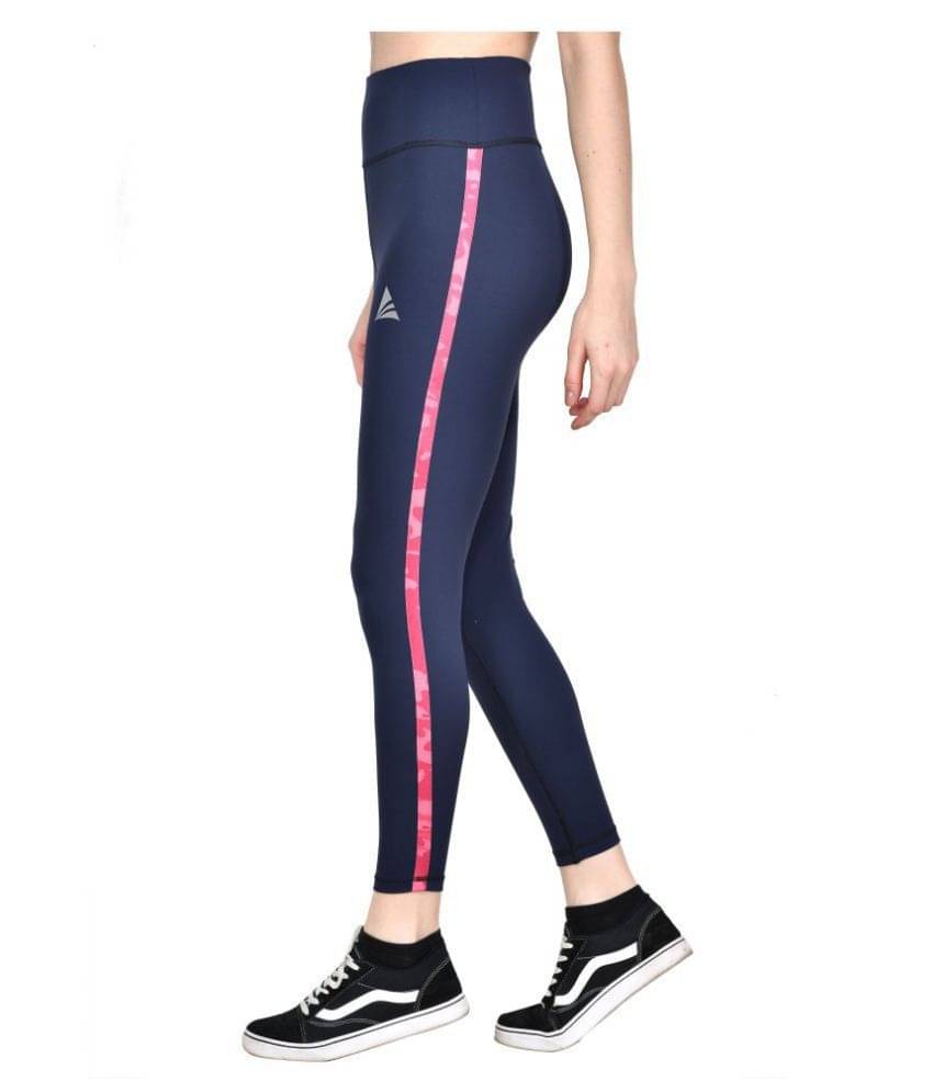     			ACTIWIN Navy Polyester Lycra Stripes Tights