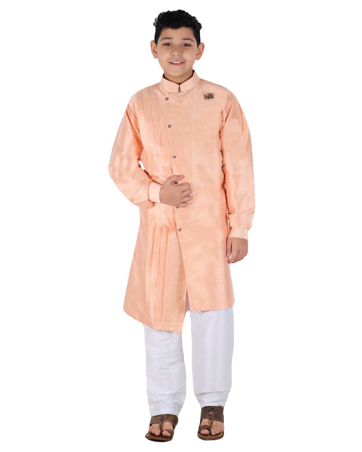     			Fourfolds Pack of 1 Boys Cotton Blend ( Peach )
