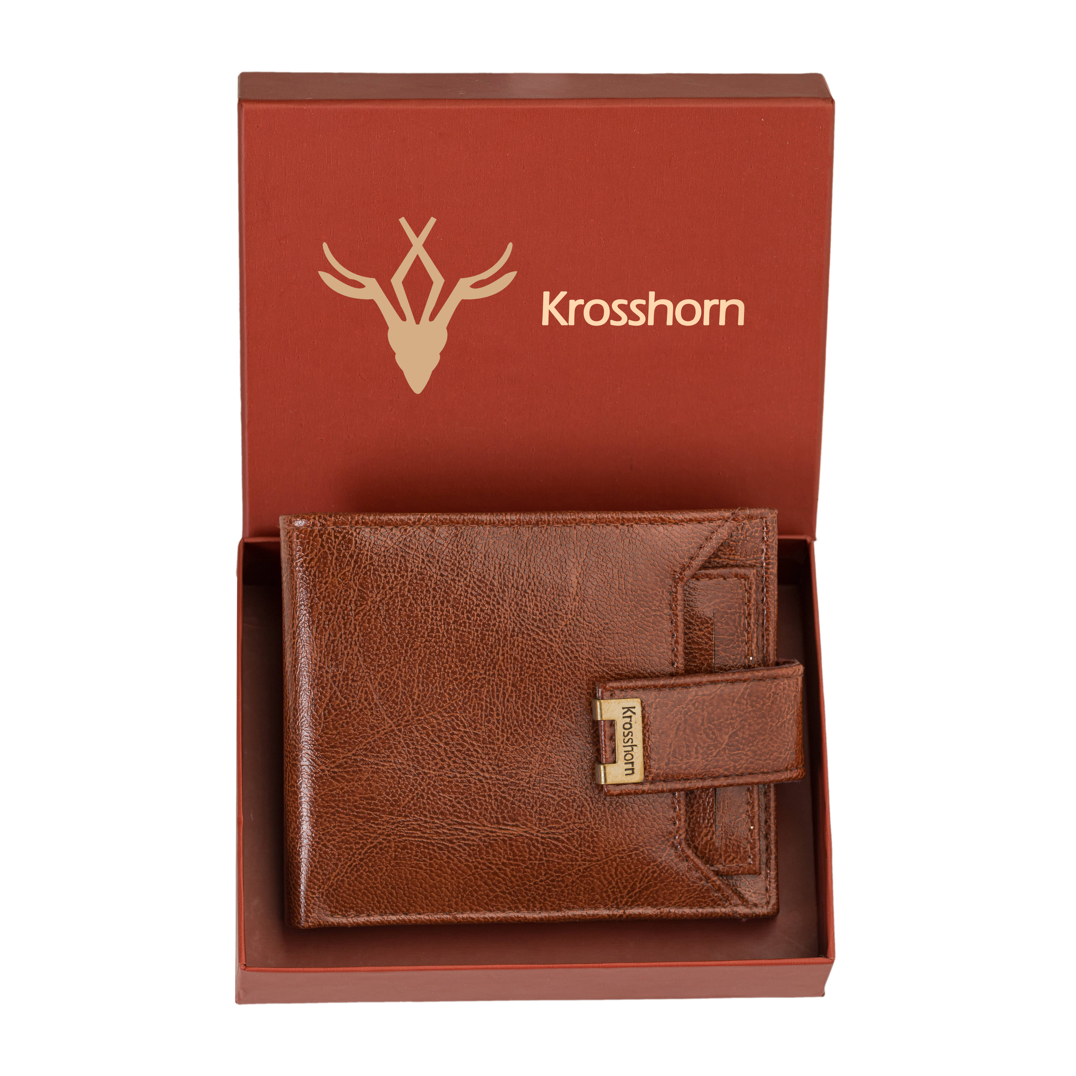 Krosshorn - Brown Faux Leather Men's Regular Wallet ( Pack of 1 ) - Handbags | Buy online on ZillyBuy