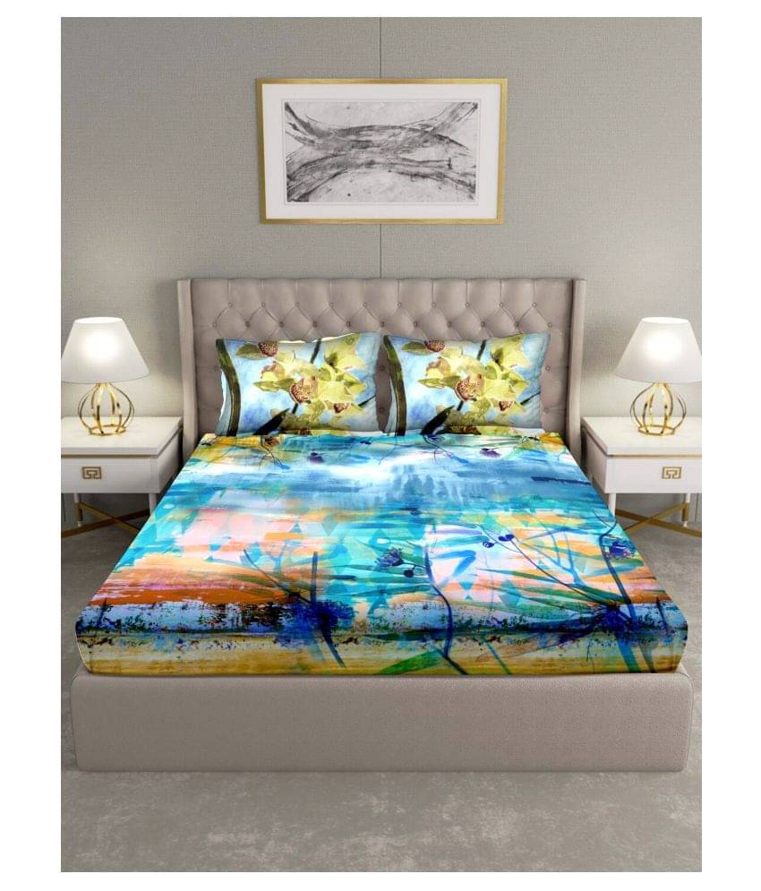     			Bella Casa Cotton Double Bedsheet with 2 Pillow Covers ( 254 cm x 223 cm )