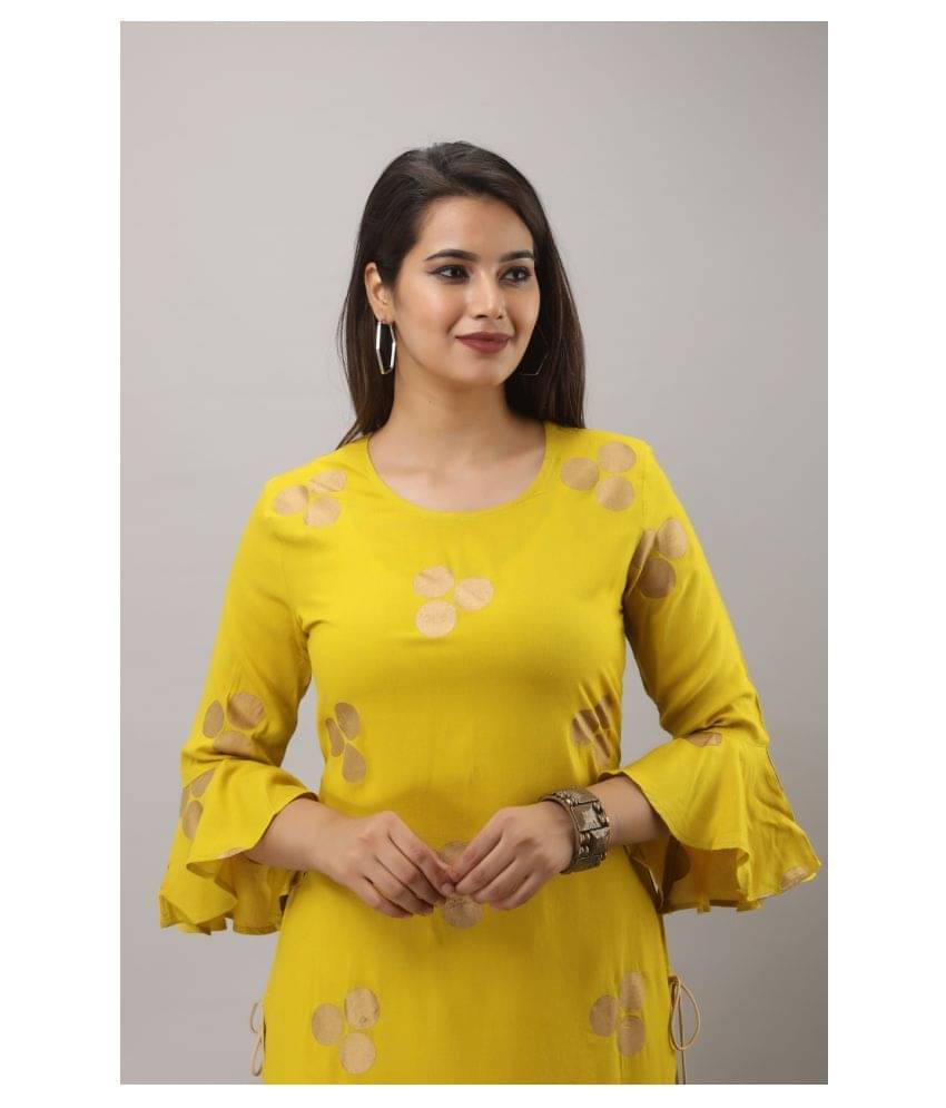 MAUKA Rayon Kurti With Sharara And Gharara - Stitched Suit MAUKA Rayon Kurti With Sharara And Gharara - Stitched Suit