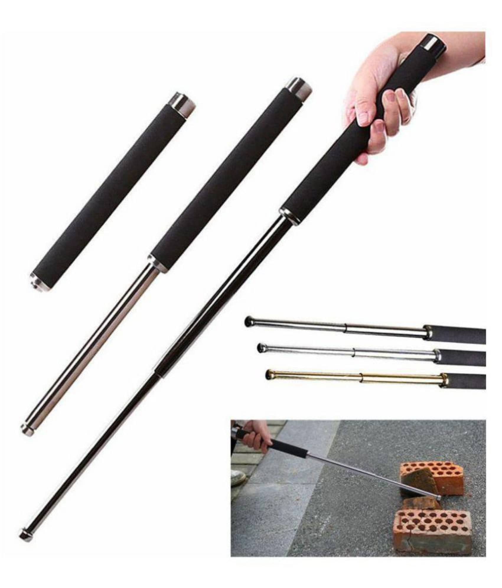 Foolzy Self Defence Telescopic Iron Baton Folding Stick with