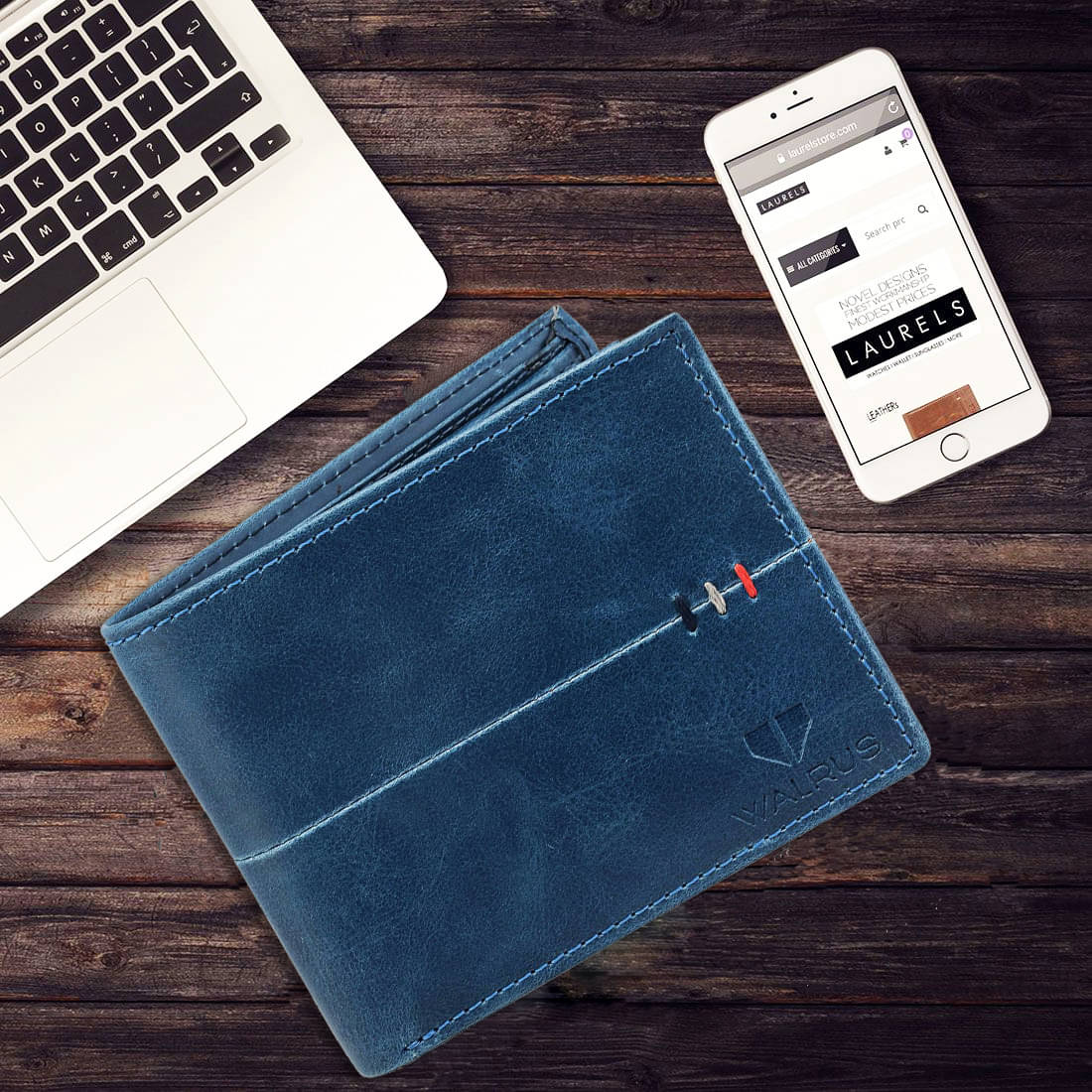     			Walrus Leather Blue Casual Regular Wallet