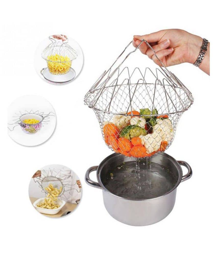 Hi-lee Chef Basket Cooker Strainer 12 In 1 Kitchen Tool Cooks Net - Flexible Kitchen Helper Kitchen Tool