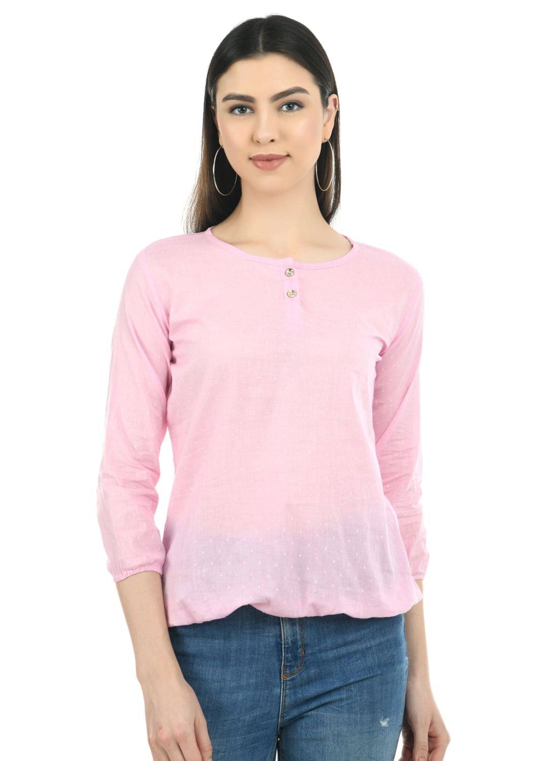SAAKAA Women's Cotton Regular Top ( Pink ) SAAKAA Women's Cotton Regular Top ( Pink )
