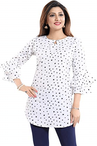 Hemang Fashion Women's Crepe Tunic ( White ) Hemang Fashion Women's Crepe Tunic ( White )