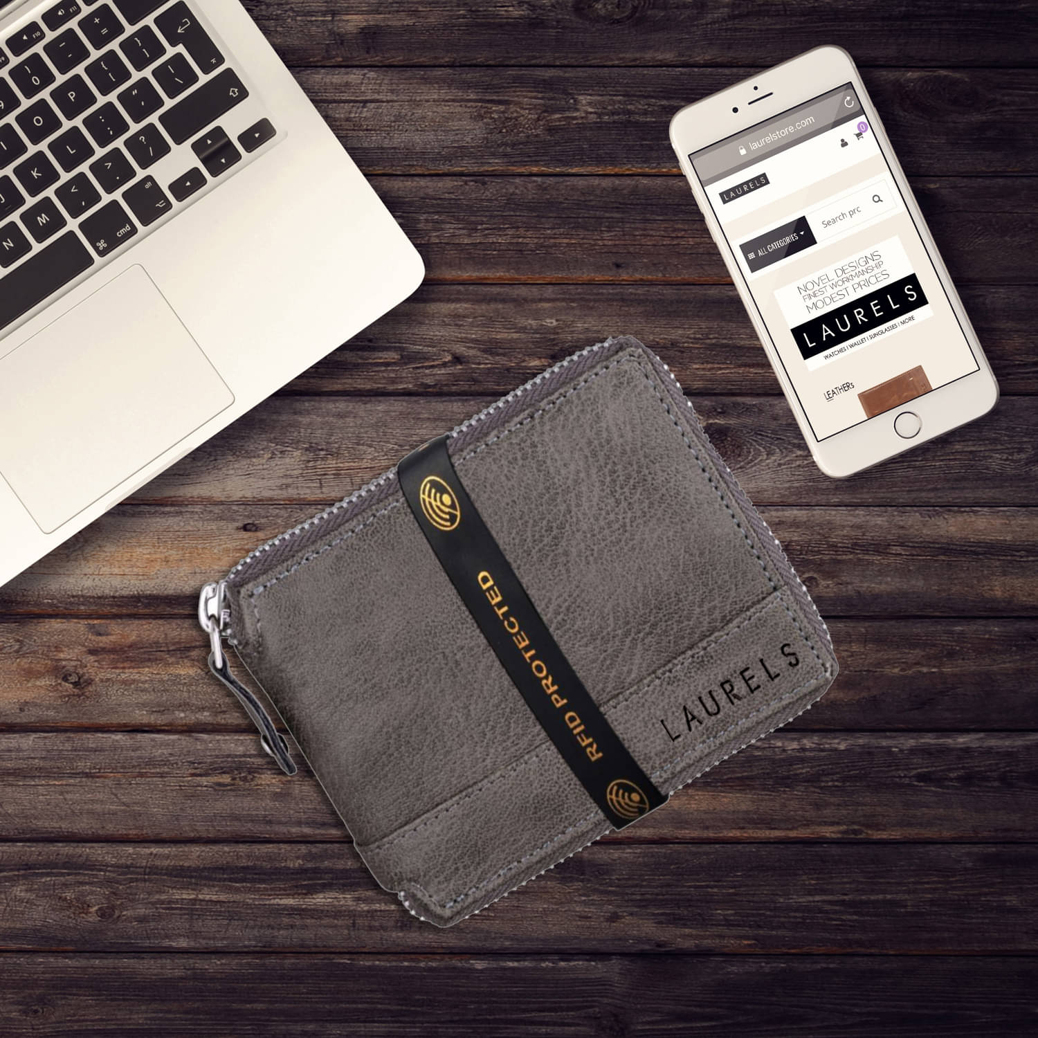     			Laurels PU Gray Casual Regular Wallet