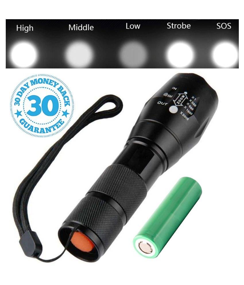 RSA Professional 5 Modes Waterproof Rechargeable 22W Torch Power Focus Emergency 22W Flashlight Torch 5 modes troch - Pack of 1 RSA Professional 5 Modes Waterproof Rechargeable 22W Torch Power Focus Emergency 22W Flashlight Torch 5 modes troch - Pack of 1