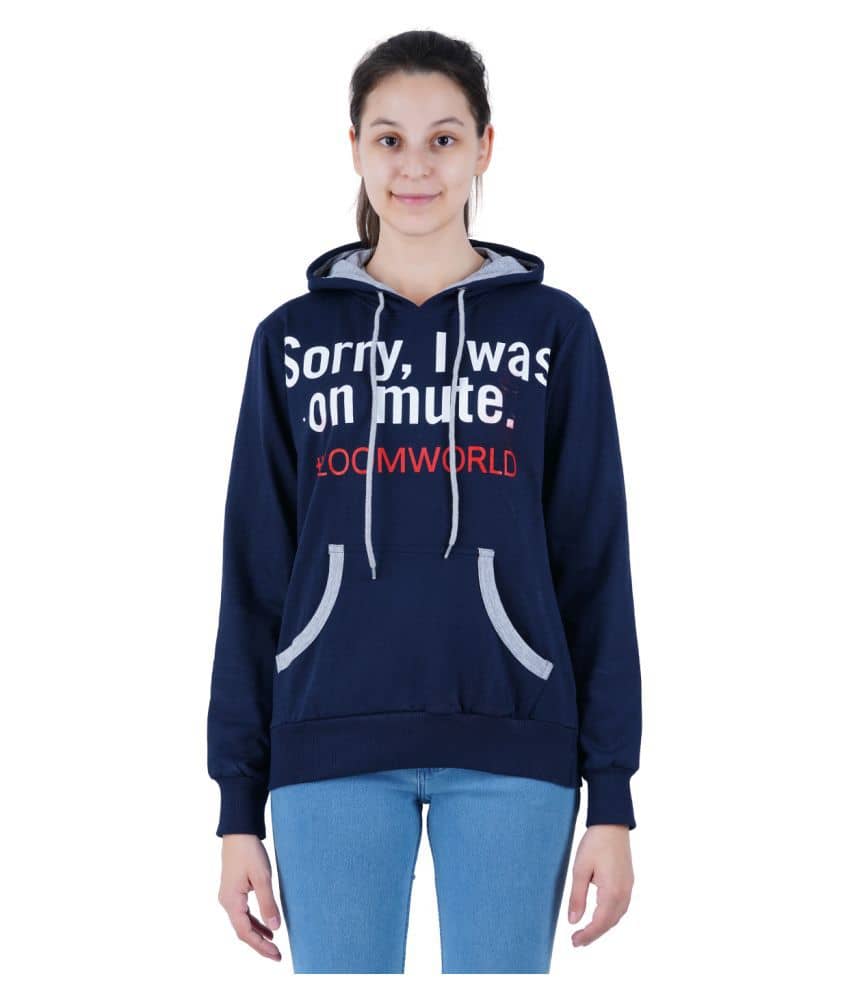 Zebu Cotton - Fleece Navy Hooded Sweatshirt
