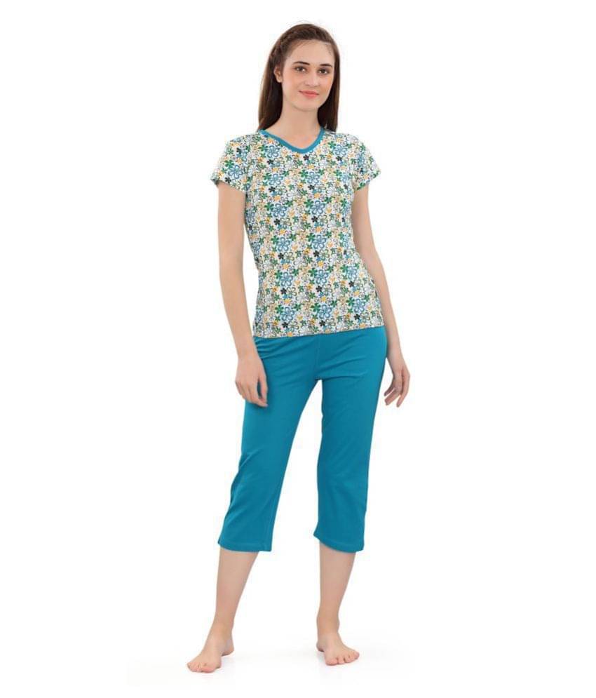 Zebu Cotton Nightsuit Sets - Blue Zebu Cotton Nightsuit Sets - Blue