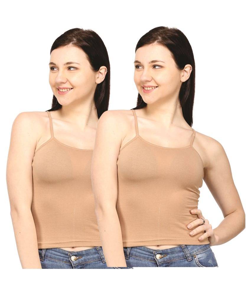 Ess Emm Clothing Cotton Lycra Camisoles - Beige Ess Emm Clothing Cotton Lycra Camisoles - Beige