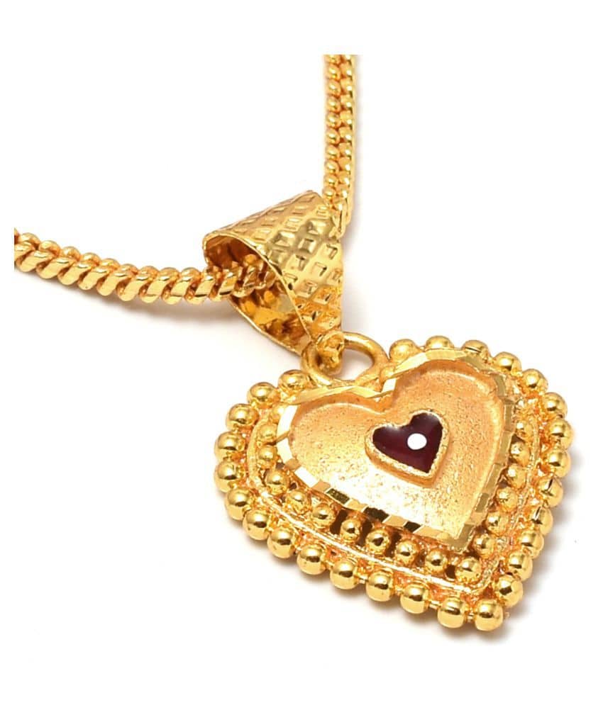 Jewar Mandi Gold Plated Meena Work Heart Locket With Chain for Women/ Girls - Jewellery Sets | Buy online on ZillyBuy